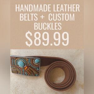 Handmade Leather Belt with Custom Buckle